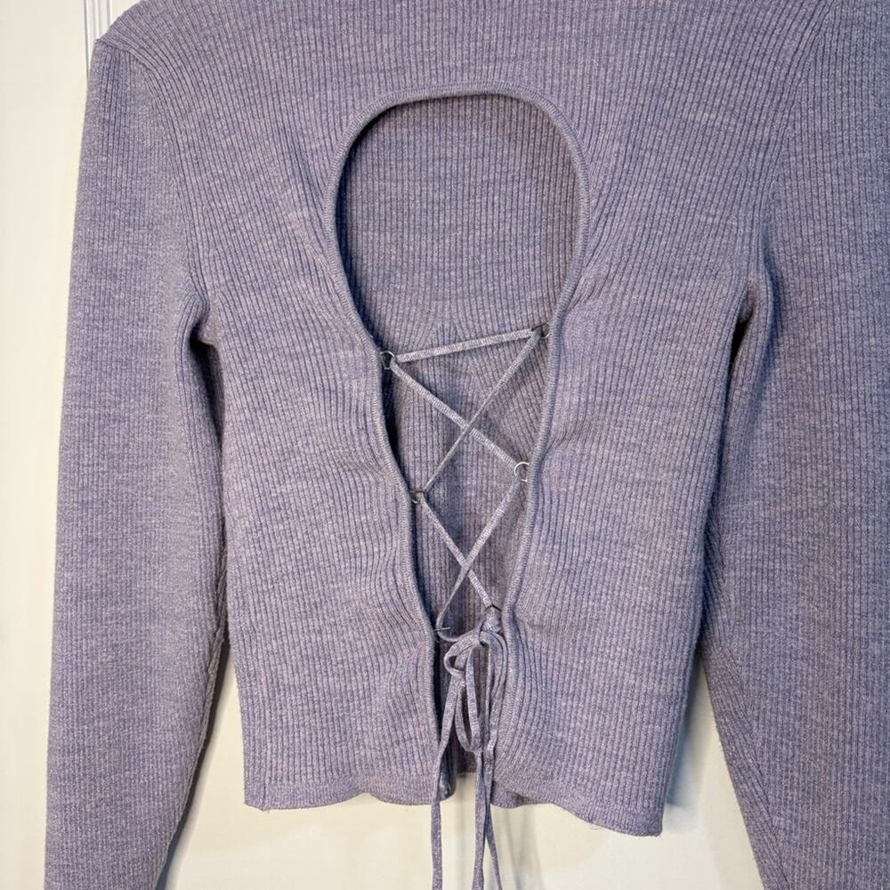 Anthropologie Mock Neck Lace Up Open Back Sweater - Picture 6 of 16
